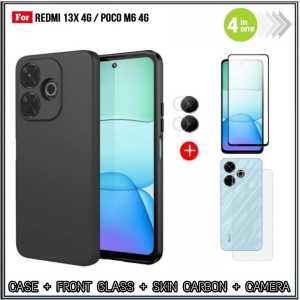 Paket 4IN1 Full Case Xiaomi Redmi 13X 4G 12 4G 2023 9 4G Soft Case Casing Matte Free TG Layar +Camera +Garskin