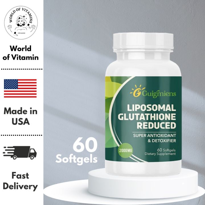 Guigmiens Liposomal Glutathione 2000 MG Hyaluronic Acid + Collagen Peptide  + Resveratrol 60 Capsules (Sku.2098)