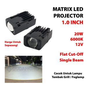 Lampu Tembak Sorot Grill Foglamp Projector LED Matrix 1 Inch Mini Projie Flat Cut-Off 20W