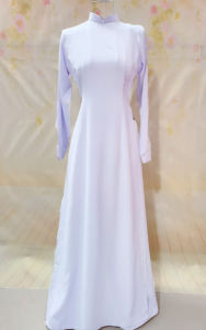 áo dài học sinh trắng xanh nhiêu ánh tím áo dài đi học Dày không Lót -cổ cao truyền thống -LỤA DÀY CÓ QUẦN ĐỒNG CHẤT ẢNH THẬT