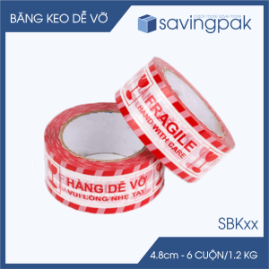 Băng keo hàng dễ vỡ khổ 4.8 cm - Băng dính niêm phong đóng hàng giá rẻ - Nhiều màu - 12 cuộn