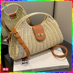 Women Messenger Bags Handmade Woven Shell Top-Handle Bags Elegant Lady Straw Bag