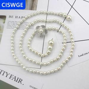 [COD] CISWGE Ngọt ngào Bowknot DRESS ngọc trai eo chuỗi Rhinestone thắt lưng cho phụ nữ ngọc trai vành đai eo chuỗi vành đai cô gái cô dâu ăn mặc phụ kiện đám cưới