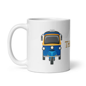 คูลเลอร์คิง  Tuk Tuk Thailand แก้วกาแฟ 11 หรือ 15 ออนซ์ สีขาว – เหมาะสำหรับชา กาแฟ และของขวัญ ของที่ระลึก