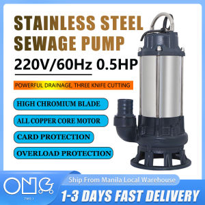 220V 60Hz Stainless Steel Cutting Drainage Sewage Electric Submersible Water Pump 0.5HP 1inch With Alloy Blade