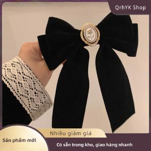 Hàng có sẵn✨ New nhung đen Bow tóc pins thanh lịch vải hợp kim hoa hồng Clip tóc cho phụ nữ thời trang ponytail barrette heawear phụ kiện