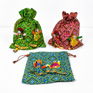 Traditional Handmade Potli Gift Bag | Reusable Fabric Pouch with Drawstring | Ideal for Wedding Festive & Return Gifts (Pack of 1 Pc)