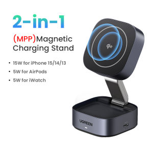 UGREEN 2-IN-1 Qi2 15W Wireless Charger for iPhone 16 Pro Max iPhone 17 Pro Max iPhone 18 Pro Max iPhone 15 14 Pro Max 15 Plus iPhone 13 Pro Max AirPods Pro/Max