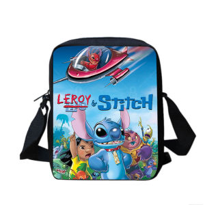New Stitch Printed Casual Shoulder Bag Anime Peripl Primary School Student Shoulder Bag Cartoon Men and Women Students Crossbody Bag