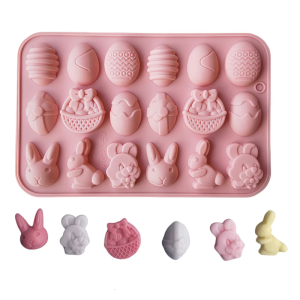 18 Cavity Easters Bunnies Eggs Baking Mold Flexible Nonstick Silicones Mould For Oven Freezing Use DIY Candy Dessert
