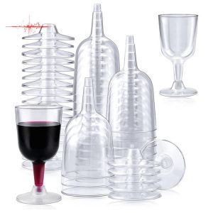 【LOCAL STOCK】50Pcs Clear Plastic Wine Glass Recyclable Disposable & Reusable Cups for Champagne Dessert Beer Pudding Party