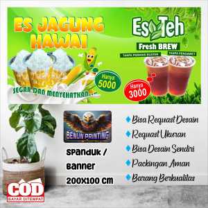 Spanduk Banner Es Jagung Hawai 200X100 Cm Bisa Request Desain
