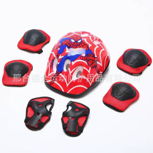 สไปเดอร์แมน หมวกกันน็อคเด็ก อุปกรณ์เซฟตี้ สนับกันกระแทก 7 ชิ้นชุดสนับกันกระแทก อุปกรณ์กันล้มเด็ก