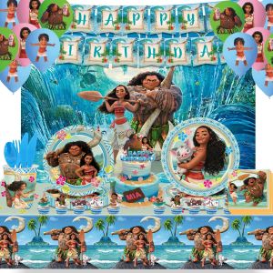 New Moana Cake Plugin Childrens Birthday Party Banner Moana Paper Plate Party Ornament Set