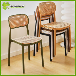 Nordic Rattan Chair Home Dining Chair Plastic Chair Stackable Thick Back Chair
