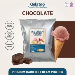 Bubuk Es Krim Hard Ice Cream Powder Premium Rasa Cokelat Coklat Gelatoo Chocolate 250 gram / 1 kg