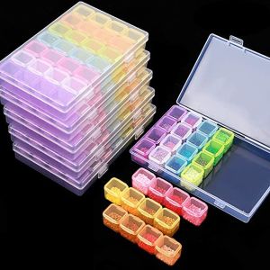 Dream Hunter 28 Grid Storage Box Nail Art Jewelry Separately Open Mini Diamond Box Anti-Fall Cross Stitch Cases Embroidery Diy Accessories