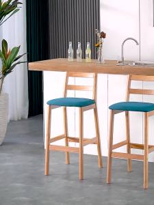 Solid Wood Backrest Bar Stool Modern Simple High Stool Bar Chair Commercial Bar Chair