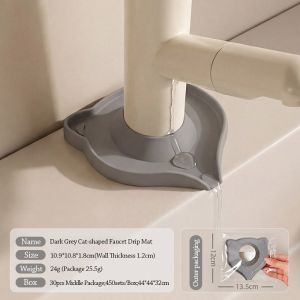 NOBLELUX Cat-Shaped Drainage Mat Quick Drainage Multifunctional Anti-Splash Mat Durable Silicone Waterproof Drain Mat Kitchen Sink