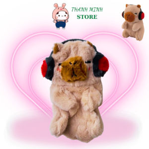 Vỏ Gấu Bông Capybara Đeo Tai Nghe 25cm Cao Cấp HADA