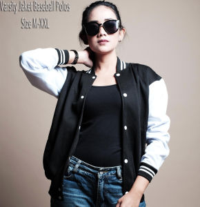 Varsity Polos Jaket Baseball Pria Wanita (M/L/XL/XXL)/Jaket Bisbol Wanita Korea Trendy Bahan Tebal