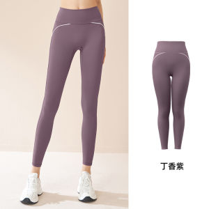 SUDU ด้ายรู้สึกอึดอัดกางเกงโยคะยืดหยุ่นสูงเปลือยบางกางเกงออกกำลังกายเอวสูง