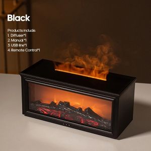 280mL Fireplace Humidifier Aroma Flame Humidifier Fragrance Diffuser Aromatherapy Essential Oil Diffuser Fire Humidifier for Home Room