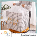 Keranjang Baju Kotor Model Serut Tertutup Motif Laundry Bag Kotak Lipat Jumbo. 