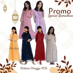 TERMURAH !!! Dress kebaya anak modern 3 - 11 tahun selendang slayer tile warna /Gamis anak perempuan kekinian 2022
