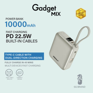 Gadget Mix Diginut P-50 Nano 10000mAh PD20W+22.5W Mini Powerbank With Wire Grey Titanium/Silver Titanium