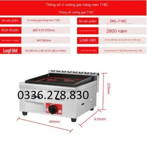Bếp chiên mặt phẳng 718C dùng gas. Vỉ nướng gas