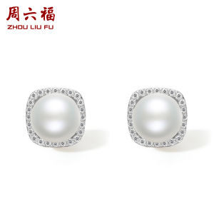 ZHOU LIU FU 周六福 S925 Silver Earrings for Women Natural Freshwater Pearl Stud Earrings Fine Jewelry X0912436