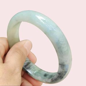 LAST ONE: Ink-Splash Jadeite Bangle – 54.16g Type A Certified Rarity (Sku: Bangle32)