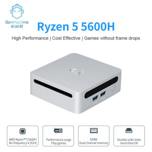 GenMachine Mini PC มินิพีซี AMD Ryzen 5 5600H Windows 11 6 มิตร 12 ลูกดอกไม้ DDR4 8/32GB+256/2TB NVMe SSD WIFI6 BT5.2 เชื่อมต่อ 3 โ่รงการ HD Display สำหรับ Office Gaming และคอมพิวเตอร์มือถือ