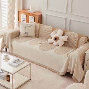 BESTOUR Full Seasons Chenille Sofa Cover Anti-slip Universal Sofa Cover Cushion Nordic Modern Geometric Chenille Sofa Towel Home