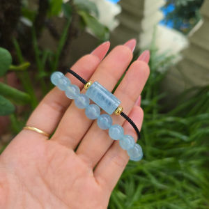 Q1564 Vòng cặp đôi couple Aquamarine 9li và vòng lu thống Aquamarine cho Thủy và Mộc - Phong Thuỷ TUDO P