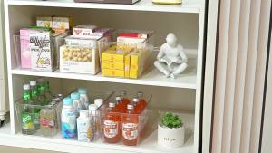 Stackable Storage Transparent/WhiteOrganizer For HDB Shelves Medium & Large Size ABS Bins With Lids