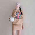 9113-LongSleeve Waffle Terno Skirt with Two Side Pocket Can fit to S-M/L-XL. 