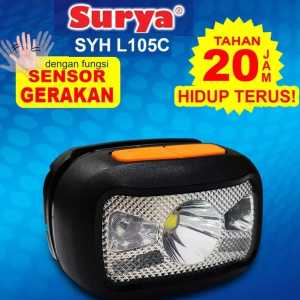 SENTER KEPALA LED SURYA SYH L105C - SENSOR GERAK - TAHAN LAMA - CHARGER USB
