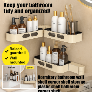 No-Drill Bathroom Corner  Strong And Durable Dormitory Bathroom Storage Rack Kitchen Storage