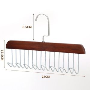 8 Hook Wardrobe Hanger Real Thick Wooden Material Cloth Hanger Wardrobe Bra Cap Tie Muji Hanger