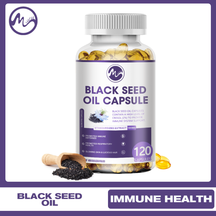 Black Seed Oil 1000mg Capsules Omega 6,9 Support Digestive Health ...