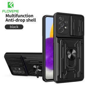 FLOVEME Armor Shockproof Phone Case For Samsung Galaxy S21 S20 Plus S20 UltraA72 A22 M32 A12 M12 A50S A30S Magnetic Ring Slide Lens Card Slot Back Cover