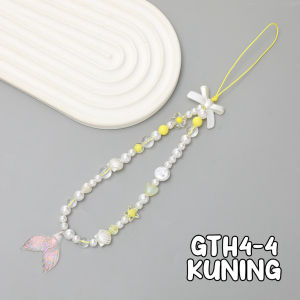 Gantungan Hp Aesthetic Korea Lanyard Manik Mutiara Pearl Pita Mermaid Phone Strap Rantai Lucu