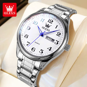OLEVS Jam Tangan Pria Dewasa 2024 Anti Air Orii Import Stainless steel strap Kuarsa Terbaru Bercahaya Jam Tangan Cowok