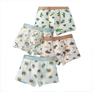 男童纯棉内裤2/4 Pcs Pure Cotton Boys Boxer Underpants Childrens Panties Cozy Cartoon Underwear Middle Small Kids Panty Boy Underpants NO.45