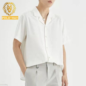 Local Delivery-Summer thin mens fashion trend Casual solid color multi-color optional comfortable lapel short-sleeved shirt