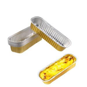 50Pcs/Set Rectangular Aluminum Foil Pan Without Cover Disposable Loaf Baking Pans Grilled Durian Box