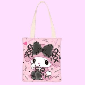 Cinnamoroll Kuromi Melody Handbags Canvas Bag Womens Single Shoulder Simple Girl Sanrio Tote Bags for Wome