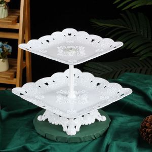 MIRACLE HOME STORE Simple Plastic Birthday Wedding Party Cake Decor Afternoon Tea Cupcake Storage Stand Foot Tray Dessert Exhibition Rack Cake Display Plate